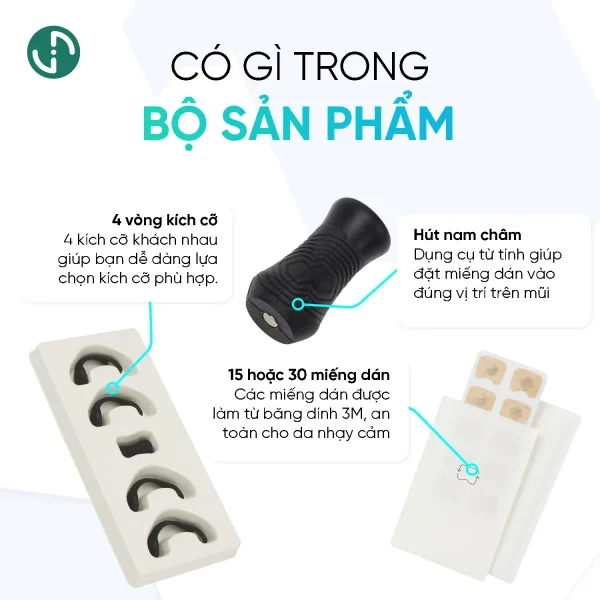 Bộ sản phẩm miếng dán nở mũi chống ngáy oxybreathing